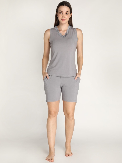 

Organzaa Women Grey Sleeveless Night suit