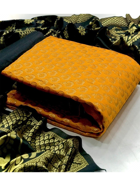 

MORLY Yellow & Green Dupion Silk Unstitched Dress Material