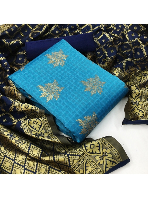 

MORLY Women Dupion Silk Unstitched Dress Material, Blue