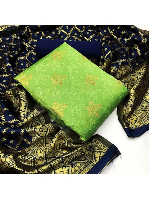 

MORLY Women Dupion Silk Unstitched Dress Material, Green