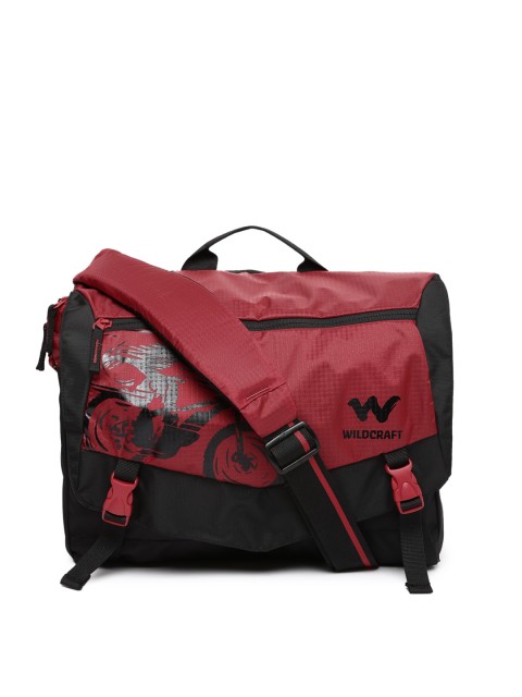 

Wildcraft Unisex Black & Maroon Printed Messenger Bag