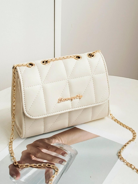 

Diva Dale White Embellished PU Bucket Hobo Bag