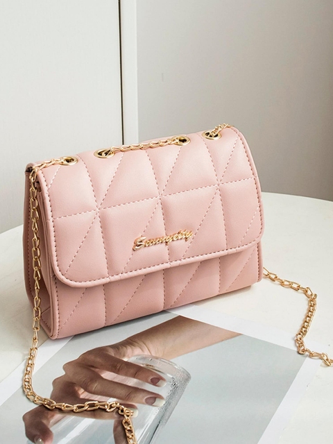 

Diva Dale Pink PU Structured Shoulder Bag