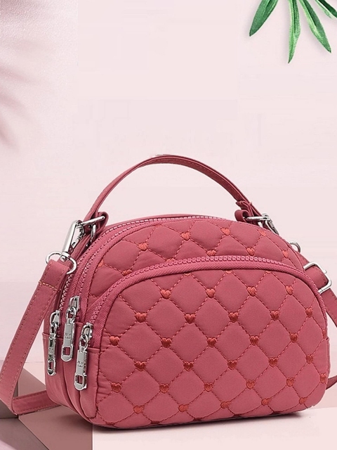 

Diva Dale Pink Structured Sling Bag with Quilted
