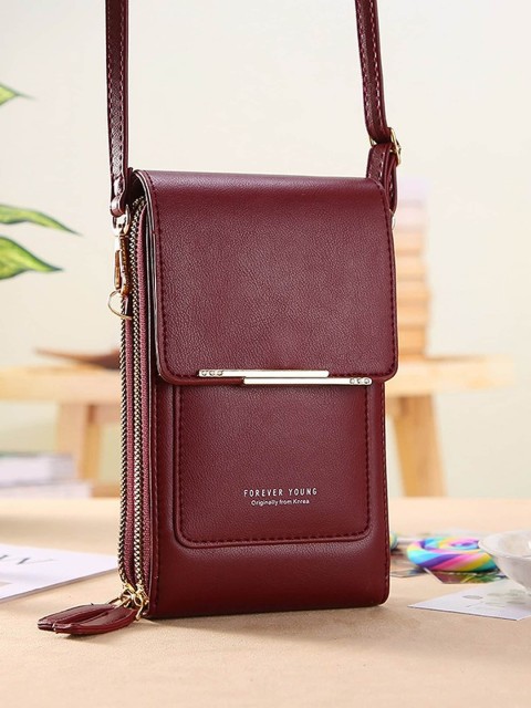 

Diva Dale Maroon PU Structured Handheld Bag