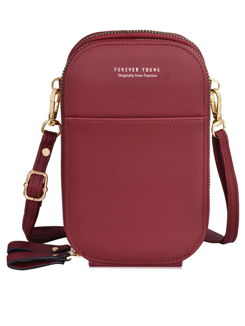 

Diva Dale Maroon PU Structured Sling Bag
