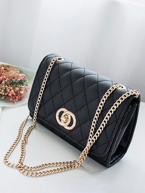 

Diva Dale Black Textured PU Structured Sling Bag with Quilted