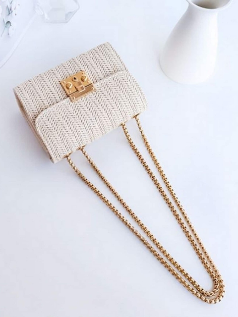 

Diva Dale White Structured Jute Sling Bag