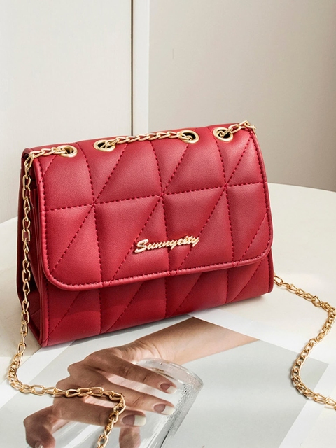 

Diva Dale Red Textured PU Structured Sling Bag