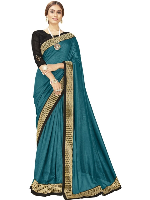 

MotiHamir Sea Green & Gold-Toned Zari Woven Design Border Saree