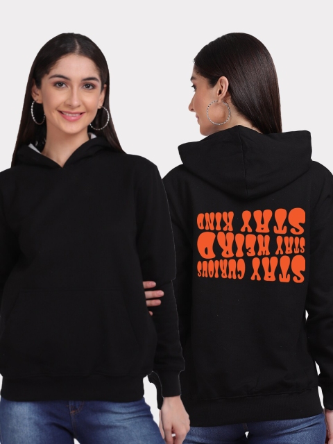

Mad Over Print Women Printed Hooded Sweatshirt, Black