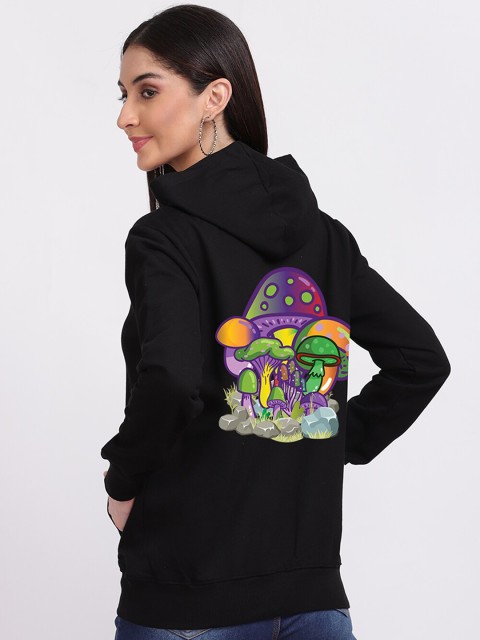 

Mad Over Print Women Printed Hooded Sweatshirt, Black
