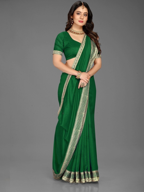 

Lady Style Green & Gold-Toned Embroidered Pure Silk Mysore Silk Saree