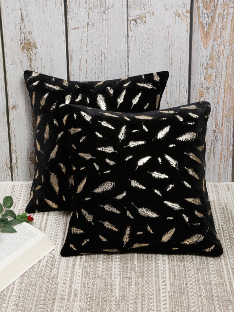 

Slushy Mushy Set of 2 Square Cushion Covers, Black