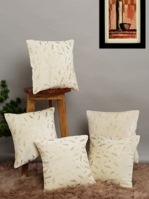

Slushy Mushy Set of 5 Abstract Square Cushion Covers, White