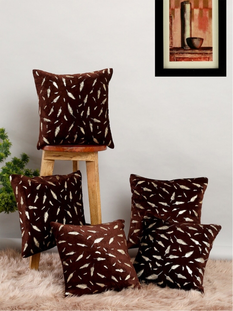 

Slushy Mushy Set of 5 Square Cushion Covers, Coffee brown