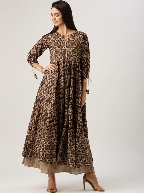 

Libas Women Brown Printed Anarkali Kurta