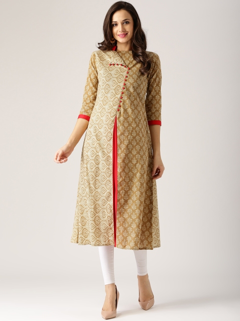 

Libas Women Beige Printed A-Line Kurta