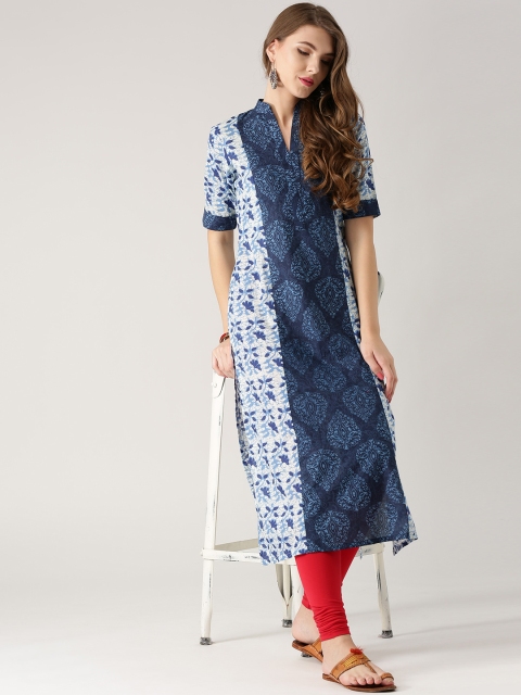 

Libas Women Blue Printed A-Line Kurta