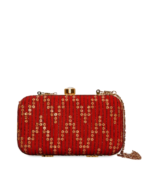

DN Creation Red Embellished PU Shopper Sling Bag