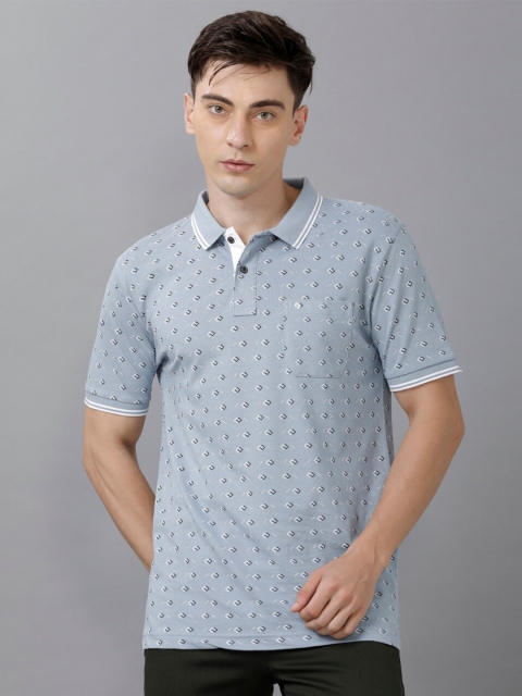 

Classic Polo Men Blue Printed Polo Collar Slim Fit T-shirt