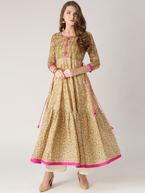 

Libas Women Beige & Cream-Coloured Printed Anarkali Kurta