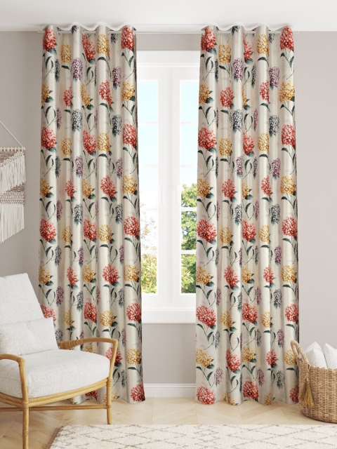 

Slushy Mushy Set of 2 Floral Long Door Curtains, Red