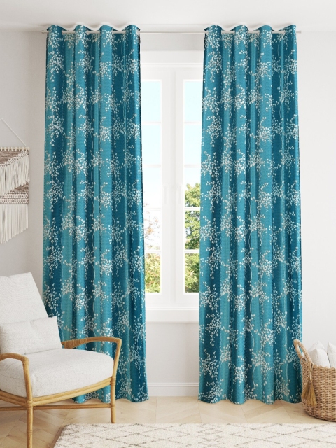 

Slushy Mushy Set of 2 Floral Long Door Curtains, Turquoise blue