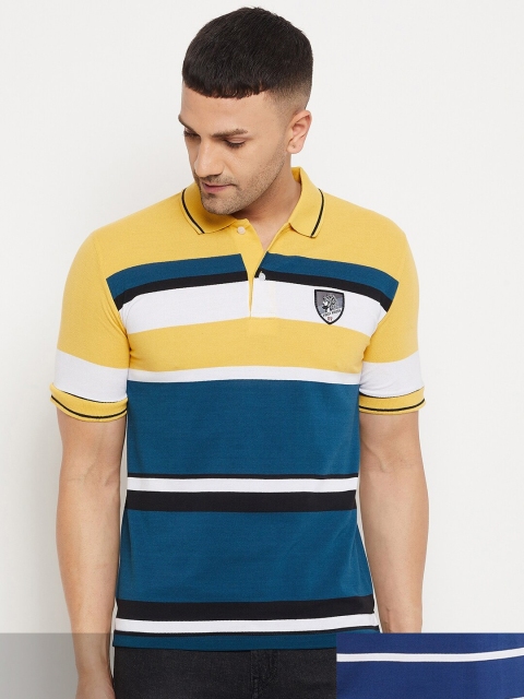 

FirstKrush Men Yellow & Orange Pack Of 2 Striped Polo Collar Cotton T-shirt