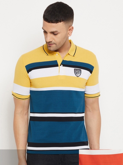 

FirstKrush Men Yellow & Orange Pack Of 2 Striped Polo Collar T-shirt