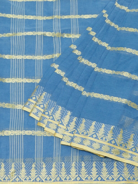 

Taneira Blue & Off White Woven Design Zari Pure Cotton Saree