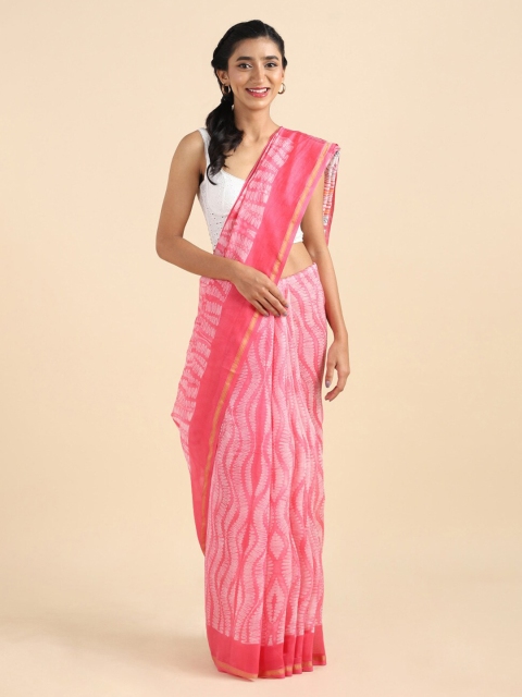 

Taneira Pink & White Zari Silk Cotton Saree