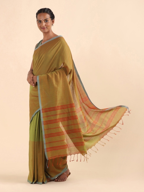 

Taneira Green & Orange Pure Cotton Bengal Saree