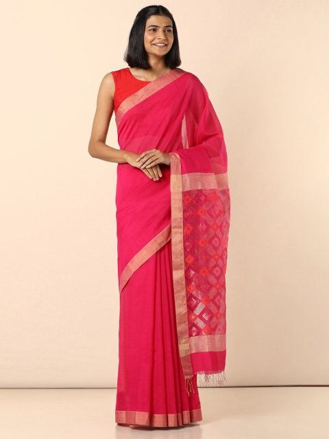 

Taneira Pink Zari Silk Cotton Saree