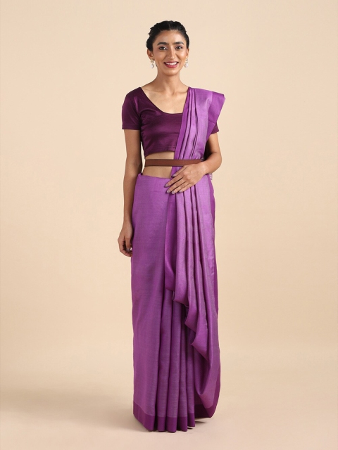 

Taneira Purple Silk Blend Bhagalpuri Saree