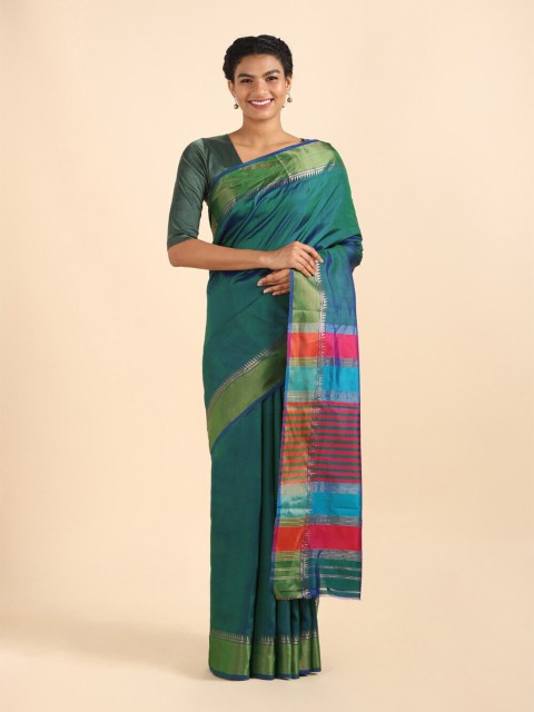 

Taneira Green & Blue Zari Pure Silk Saree