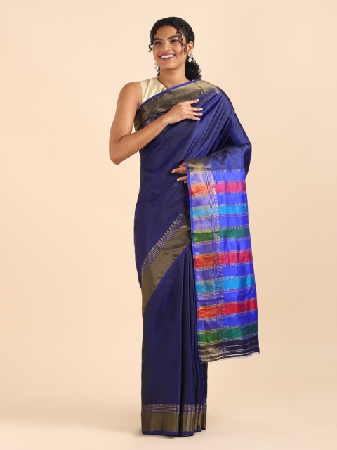 

Taneira Blue & Green Zari Pure Silk Saree