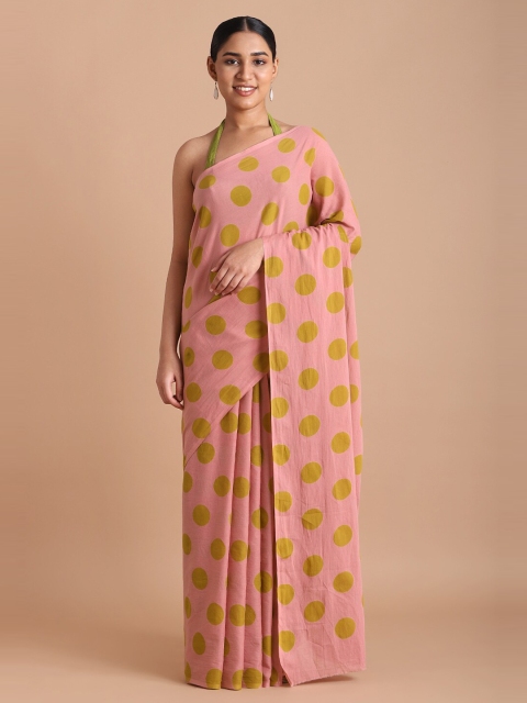 

Taneira Pink & Gold-Toned Pure Cotton Saree