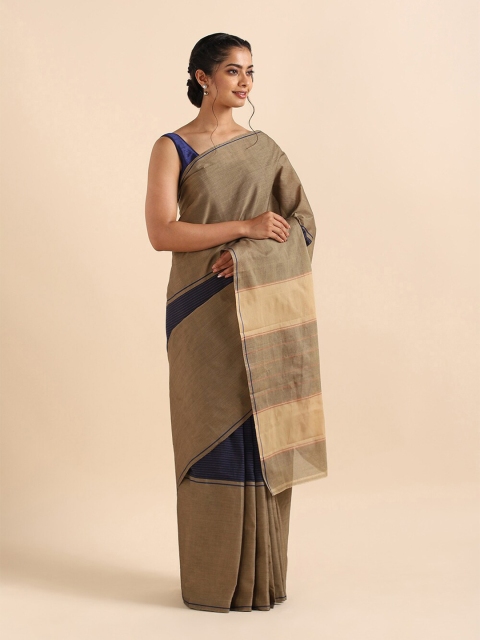

Taneira Blue Striped Pure Cotton Saree
