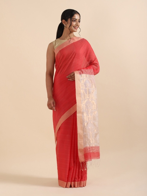 

Taneira Red & Beige Zari Silk Cotton Saree