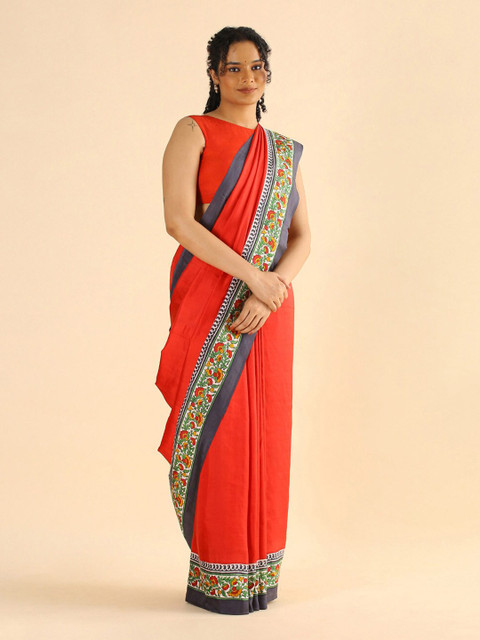 

Taneira Red & White Pure Silk Saree