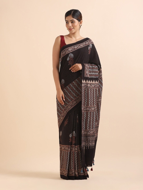 

Taneira Black & Blue Pure Cotton Saree