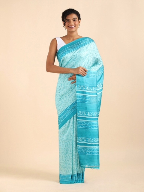 

Taneira Blue Floral Pure Silk Saree