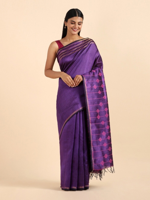 

Taneira Purple & Pink Pure Silk Bhagalpuri Saree