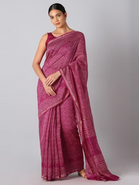 

Taneira Purple Ethnic Motifs Zari Silk Cotton Bagru Saree