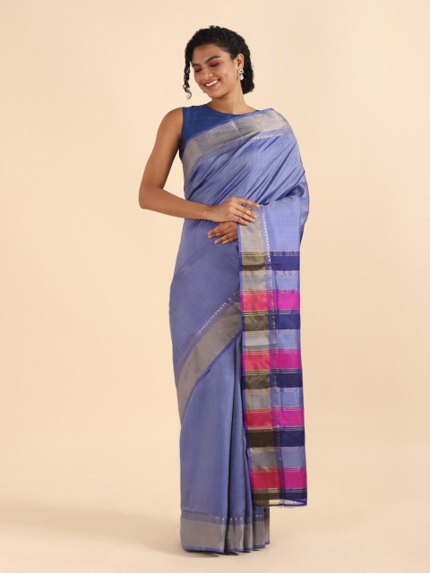 

Taneira Blue Zari Pure Silk Saree
