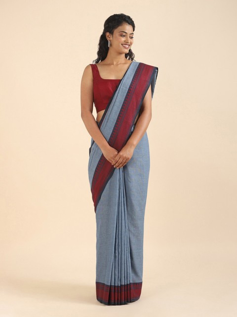 

Taneira Grey & Red Pure Cotton Saree