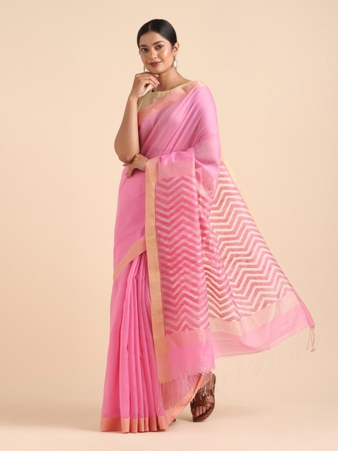 

Taneira Pink Zari Silk Cotton Saree