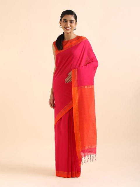

Taneira Pink & Orange Pure Cotton Saree