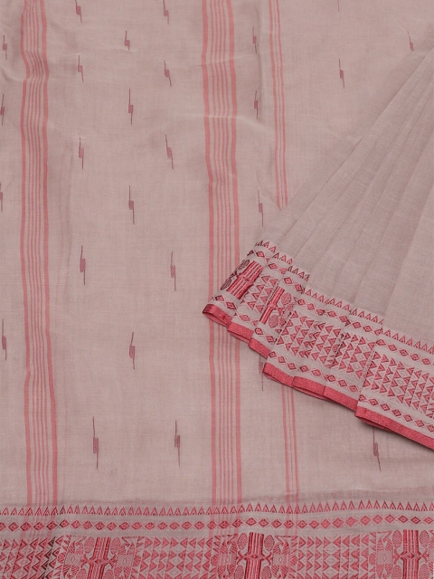 

Taneira Green & Pink Woven Design Zari Pure Cotton Saree